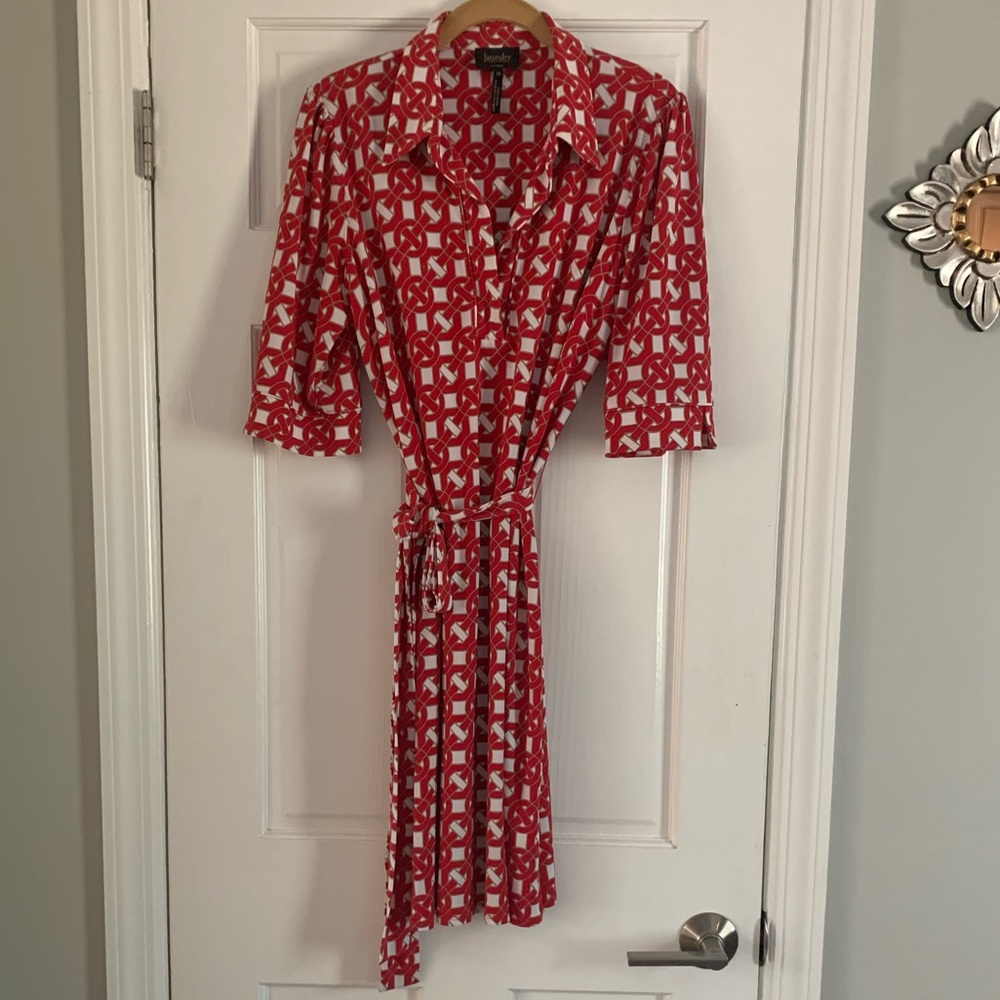 Laundry Shelli Segal Red Pattern Womens Dress Size 10